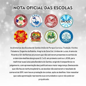 Nota oficial escolas da Série B